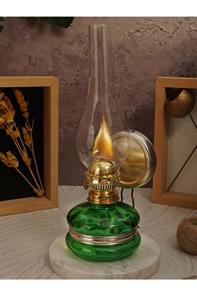 Genel Markalar Gaz Lambası Nostaljik Yeşil Vintage Gaz Lambası Büyük Boy