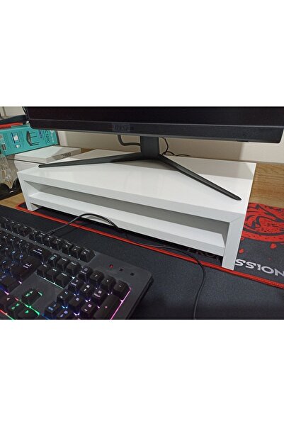 adeta Bilgisayar Monitör Yükseltici Standı Parlak Beyaz Mdflam (50*30*10) cm