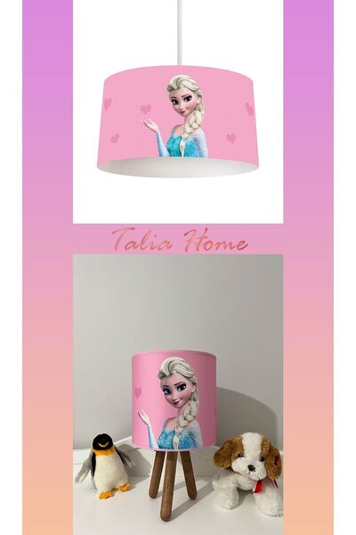 Talia Home Elsa Desenli Elsalı Sarkıt Avize ve Abajur Masa Lambası Aydınlatma TLAVB-069