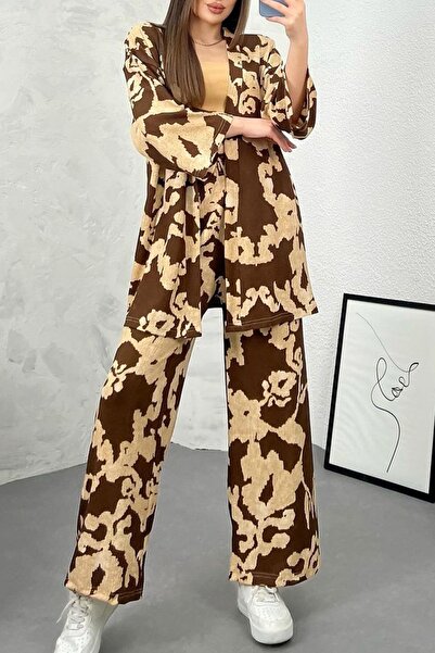 MILANOFOX طقم كيمونو نسائي منقوش من النسيج القطني