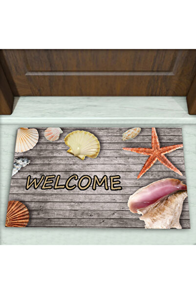 Colorix Carpet Parke Deniz Kabuğu Desenli Dekoratif Kapı Önü Paspası No: 1359