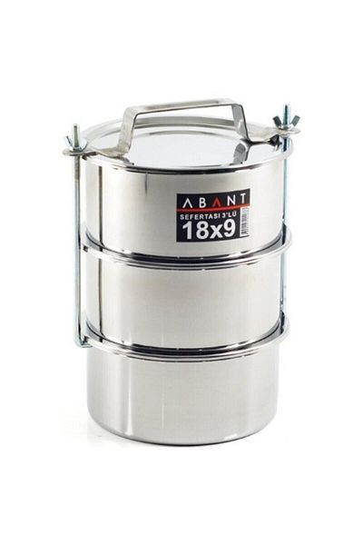 Cem Abant Steel 3-Piece Safety Food Carrying Container - 18 X 9 Cm