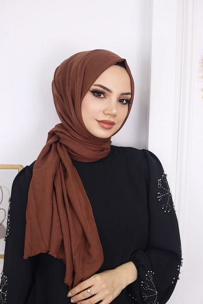 feronis Μοντέλο Hijab Women Bamboo Cashew Shawl - Σοκολατένιο καφέ