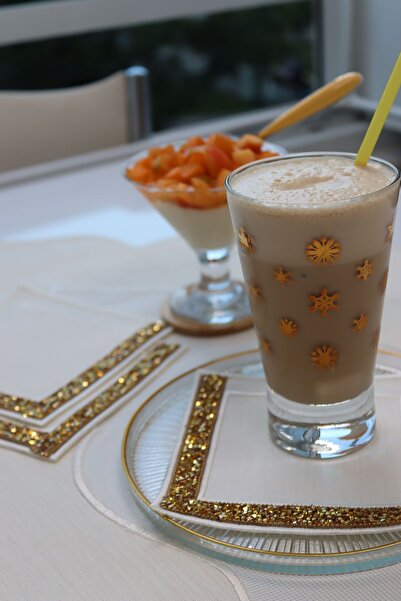 vipceyiz Set de 6 șervețele de prezentare laterale pentru cafea brodate pătra...