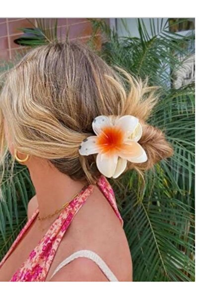 skycott Shiny Acrylic Women's Hair Clip - Lotus Flower Peg, Double Color, 8 cm Large Size