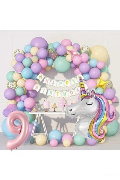 BKMC PARTY Set de decorațiuni de lux cu unicorn pentru petrecerea de aniversa...