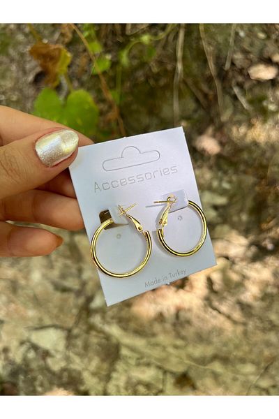 modernist Gold Color Hoop Earrings