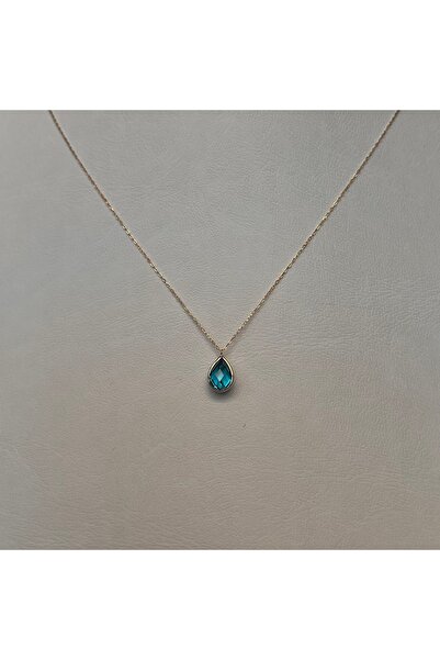 Goldstation 14 Ayar Damla Taşlı Altın Kolye