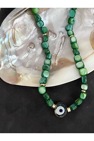 TAVUSKUSHU Timbil sedef nazar boncuklu kolye