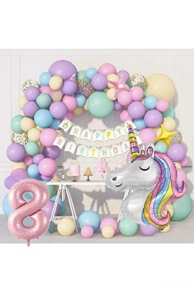 BKMC PARTY Set de decorațiuni de lux cu unicorn pentru petrecerea de aniversa...