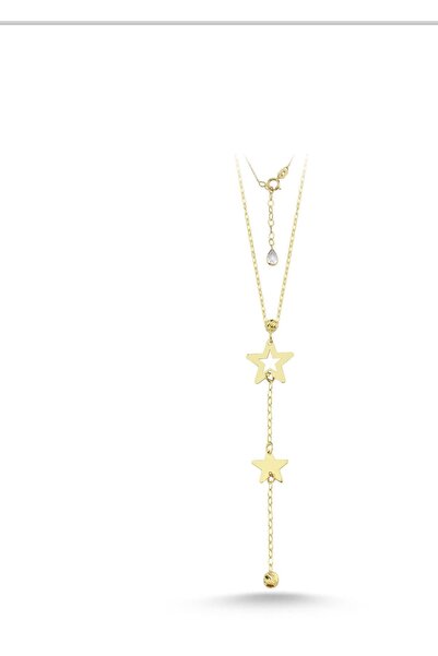 Goldstation 14 Ayar Altın Kolye Dorika Toplu Yıldız Detaylı