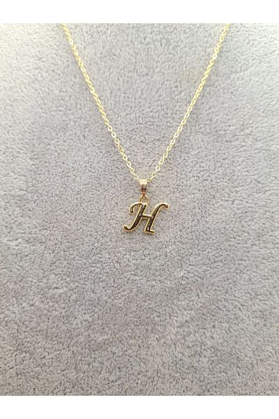 Han Ticarethane Gold Color Letter H Patterned Necklace