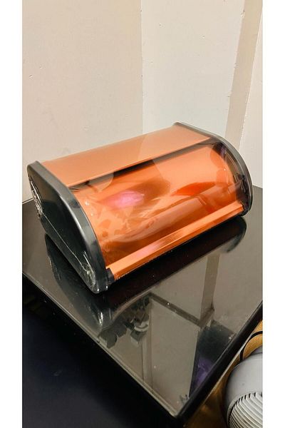REYKA HİJYEN Stainless Steel Lid Bread Bowl, Bread Box Copper Color