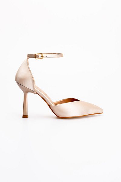 Buem Satin strălucitor - Pantofi cu toc casual, cu curea la gleznă