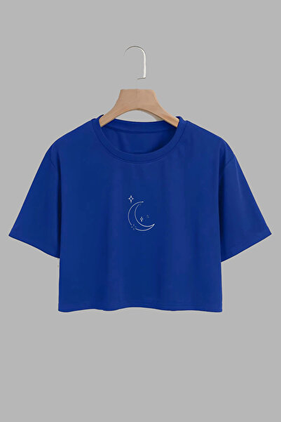 THEWERT قطن ساكس أزرق للجنسين مقاس كبير - تصميم القمر والنجوم مطبوع