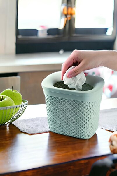 Melkan Home Masa Üstü Çöp Kutusu, Damla Desen Tezgah Üstü Çöp Kovası Mini Çöp...
