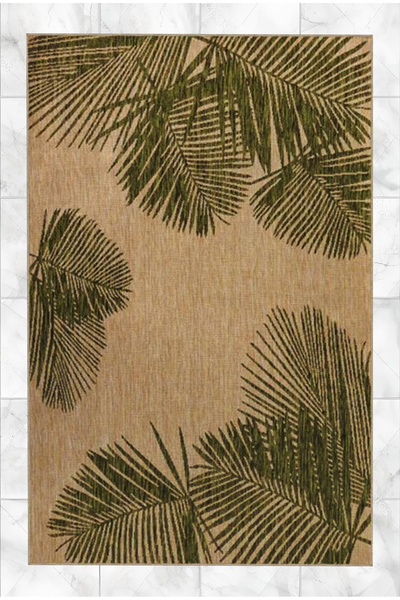 Rugs Modern Halı Bej Yeşil Temalı Yaprak Desenli Kreatif Modern Dekoratif Hal...