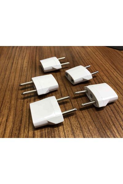 Axe Tools 5 Pieces of American Canadian Socket Converter Usa to Eu Plug Converter White Color