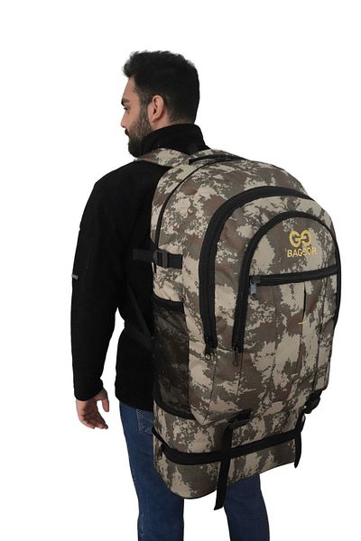 Baggor Σακίδιο πλάτης 90 λίτρων Bellows Camouflage Αδιάβροχο πολλαπλών διαμερισμάτων για φορητό υπολογιστή Campinger-travel-Mountaineer