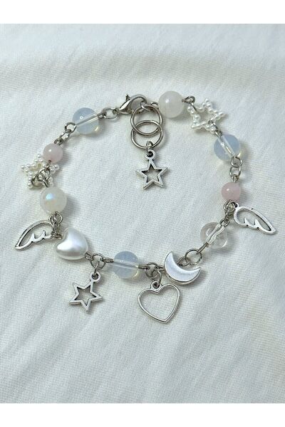 sleyshop pembe kuvars aytaşı opal doğal taş bileklik