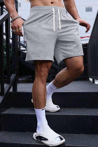 RABTEKS Gray Men's Shorts - Solid Color, Regular Fit
