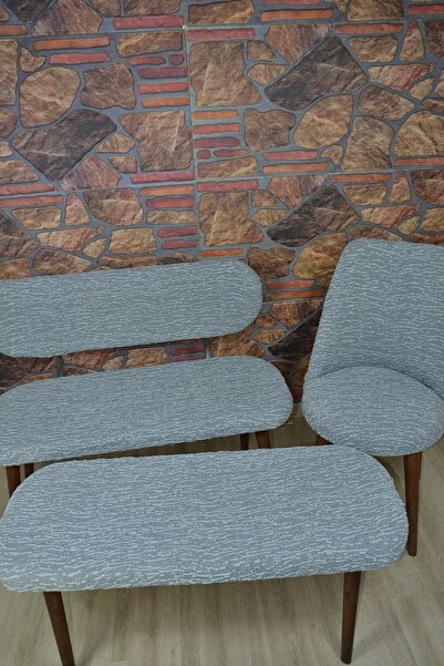 kılıfteks Bench Puf Kılıfı Takım 2tane Sandelye 1tane Benç 1tane Puf Gri