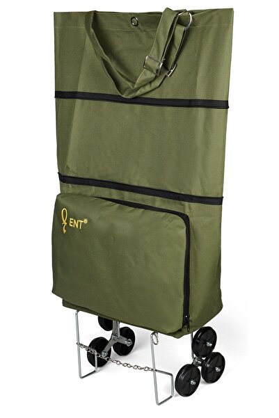 Genel Markalar Mila Model Sessiz 6 Teker, Merdiven Çıkabilen, Katlanabilir Alışveriş Ve Seyahat Çantası- Yeşil