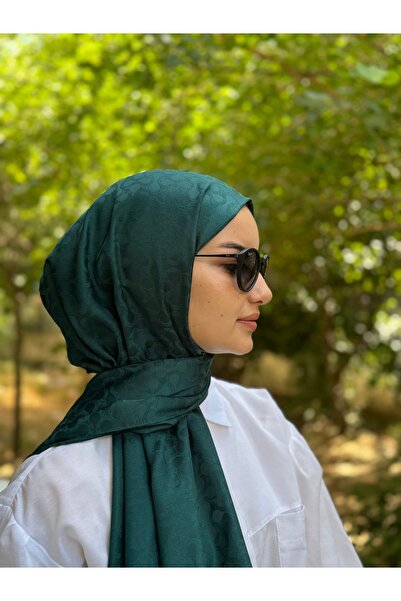 shalby Хіджаб з шовковистої бавовни з візерунком Lory, смарагдовий