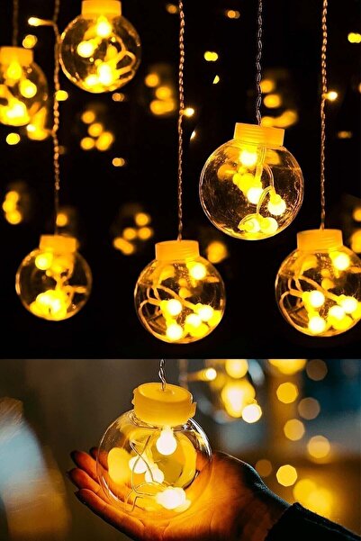 Modaba Dekoratif Led Işıklı Top Perde Led Animasyonlu Küre Toplu Ampul Perde Led Fişli 3 Mt