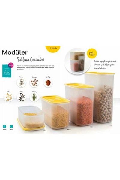 Tupperware Oval Water Set 4 Pieces Yellow Cap