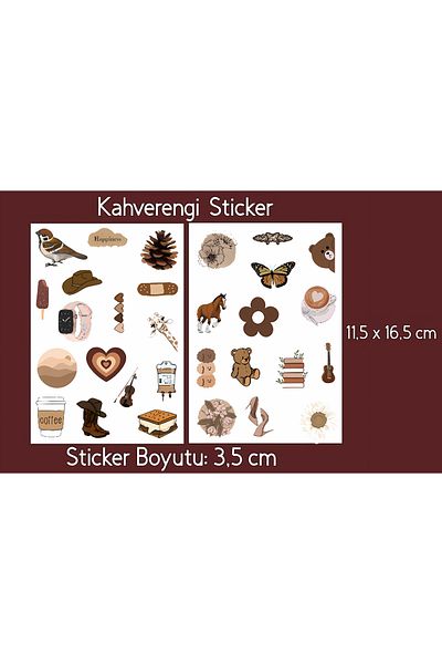 Akumastik Vsco Brown Brown Aesthetic Planner - طقم ملصقات كمبيوتر محمول مقاس 3.5 سم 30 قطعة