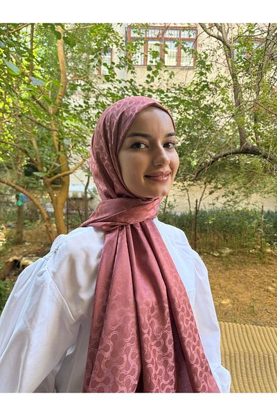 shalby Hijab Silky Cotton Jacquard Lory Pattern Shawl Rose