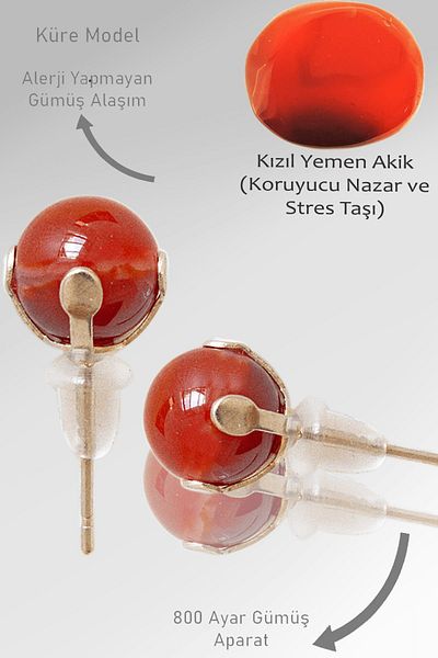 Tesbih Atölyesi Yemen Agate Stone Point - Certified Natural Earrings