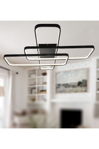 TT AYDINLATMA TT040-SY Black Led Chandelier - Lighting Matte, White Light Plophonier