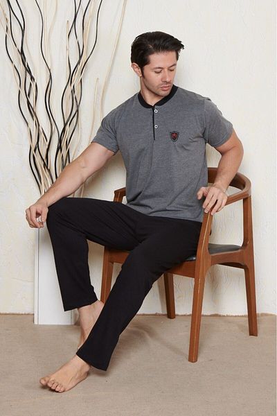 PİJAMMA Men's Plus Size Short Sleeve Pajama Set