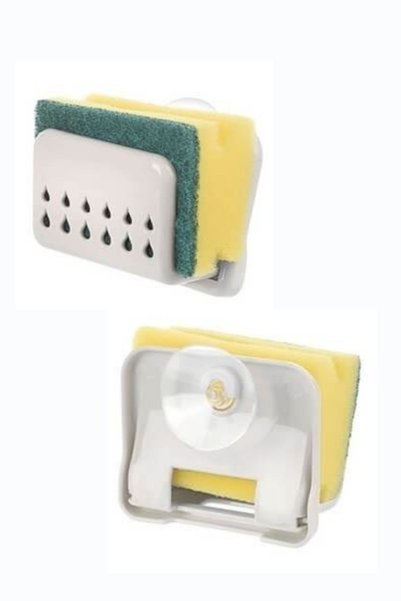 Titiz Plastik Dish Sponge Holder, Sink Sponge Holder Organizer, Spongematic Sponge Hanger with Practical Suction Cup