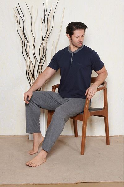 PİJAMMA Men's Plus Size Short Sleeve Pajama Set