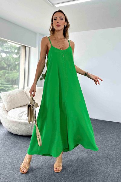 OXEDCO Φόρεμα Neon Green Long Aerobin Υφασμάτινο Ρυθμιζόμενο λουράκι