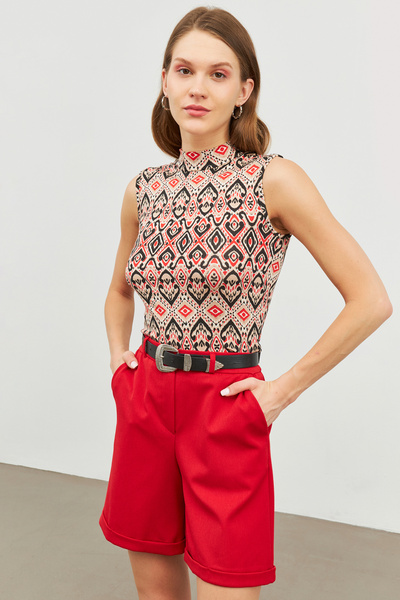 Bukamiss Bluză de damă cu model etnic - mânecă zero