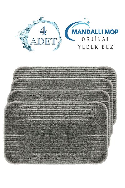 Egonex Mandallı Mop Yedek Bezi 4 Adet Kir Göstermez Gri Renk