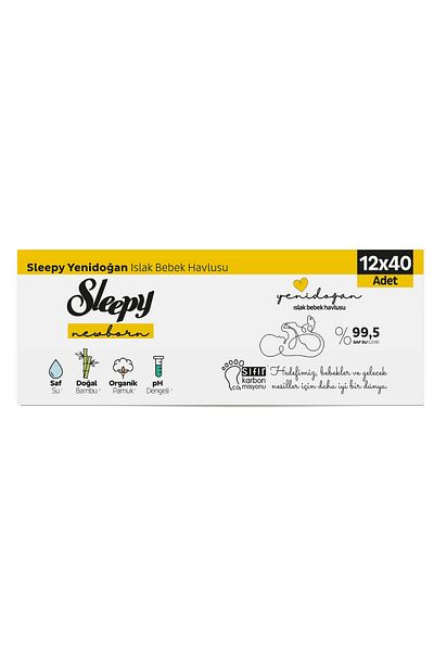 Sleepy Newborn Natural Baby Towel - 12x40 Wet (480 Sheets)