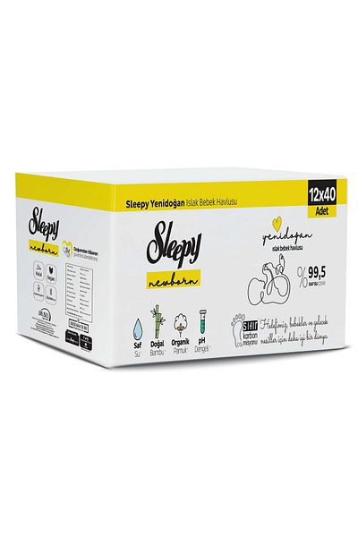 Sleepy Newborn Natural Baby Towel - 12x40 Wet (480 Sheets)