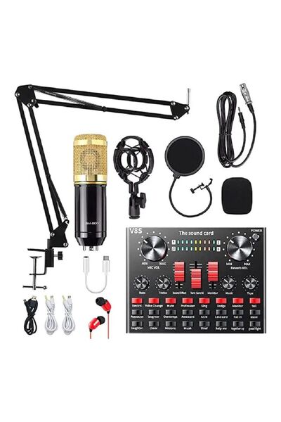 WOTOBE BM800 Filtreli Condenser Mikrofon V8S Ses Kartı ve Standlı Set