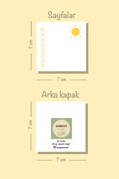 Handeto Kraft Memopad تحت عنوان الشمس، دفتر ملاحظات صغير قابل للسحب، 7 × 7 سم، 40 قدم، لاصق بالغراء