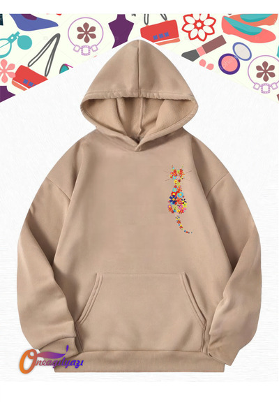 oneagılyazı mačka Ženska Cvetni dezen dukserica sa kapuljačom