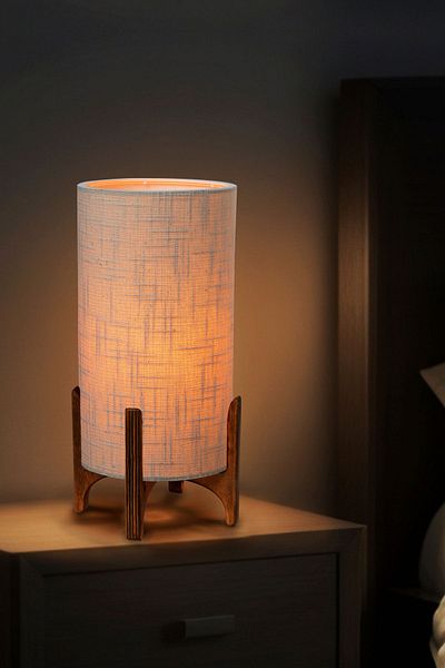 EFLIGHTDESIGN Wooden Lampshade Cream Pattern Modern Stylish Bedroom Living Room Table Lamp
