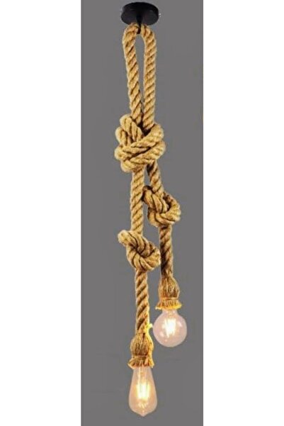 Genel Markalar Halat Ikili Sarkıt Aydınlatma. 200cm, Kalınlık:220mm, 2xe27 Duylu