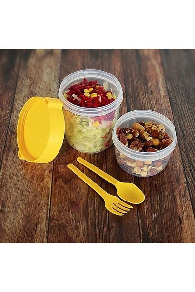 ARMESE Food and Yogurt Storage Muesli Container - Large Size 1100 ml, Snack, with Spoon and Fork
