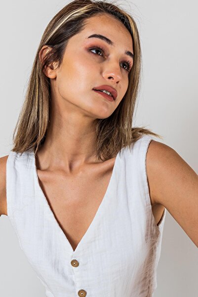 Zeliha Baysan Kyra Muslin White Women's Vest