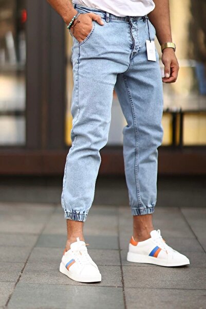 BDRMAN Jogger Paça Lastikli Likralı Mavi Renk Kot Pantolon